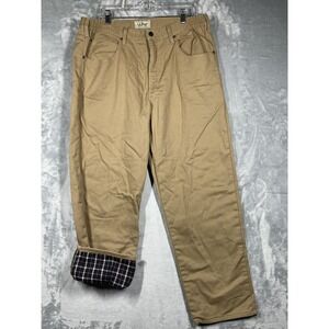 LL Bean Flannel Lined Pants Mens 37x30 Comfort Waist Plaid Lining Winter Warm